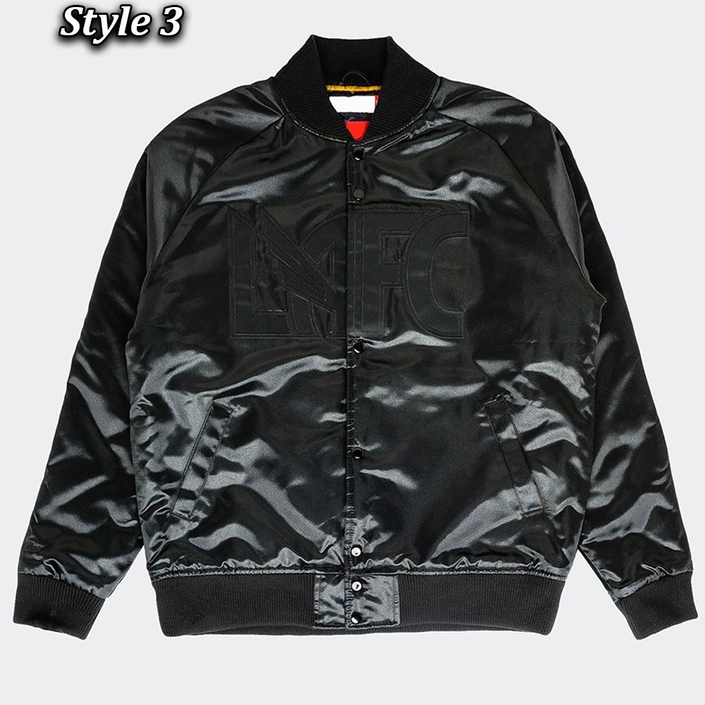 Mitchell & Ness Black Satin Logo Bomber Jacket